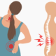 Illustration of posture-related neck and lower back pain